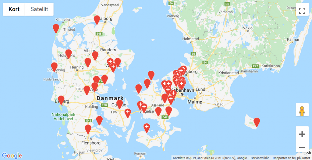 DVL's Danmarkskort har fået prikker af Vandrernes Dag. Kom med os udenfor! Foto Google Maps