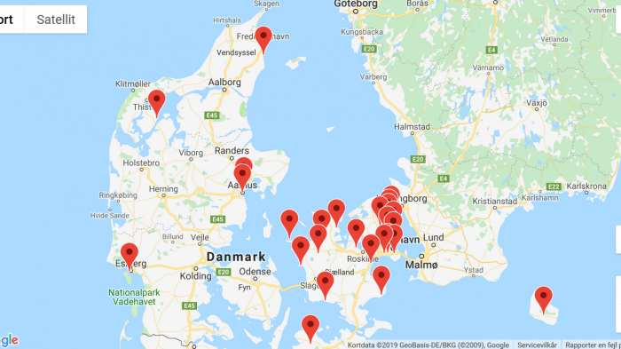 Vandreture i påsken. Sådan ser turprogrammet ud for hele påsken. Foto Google Maps.