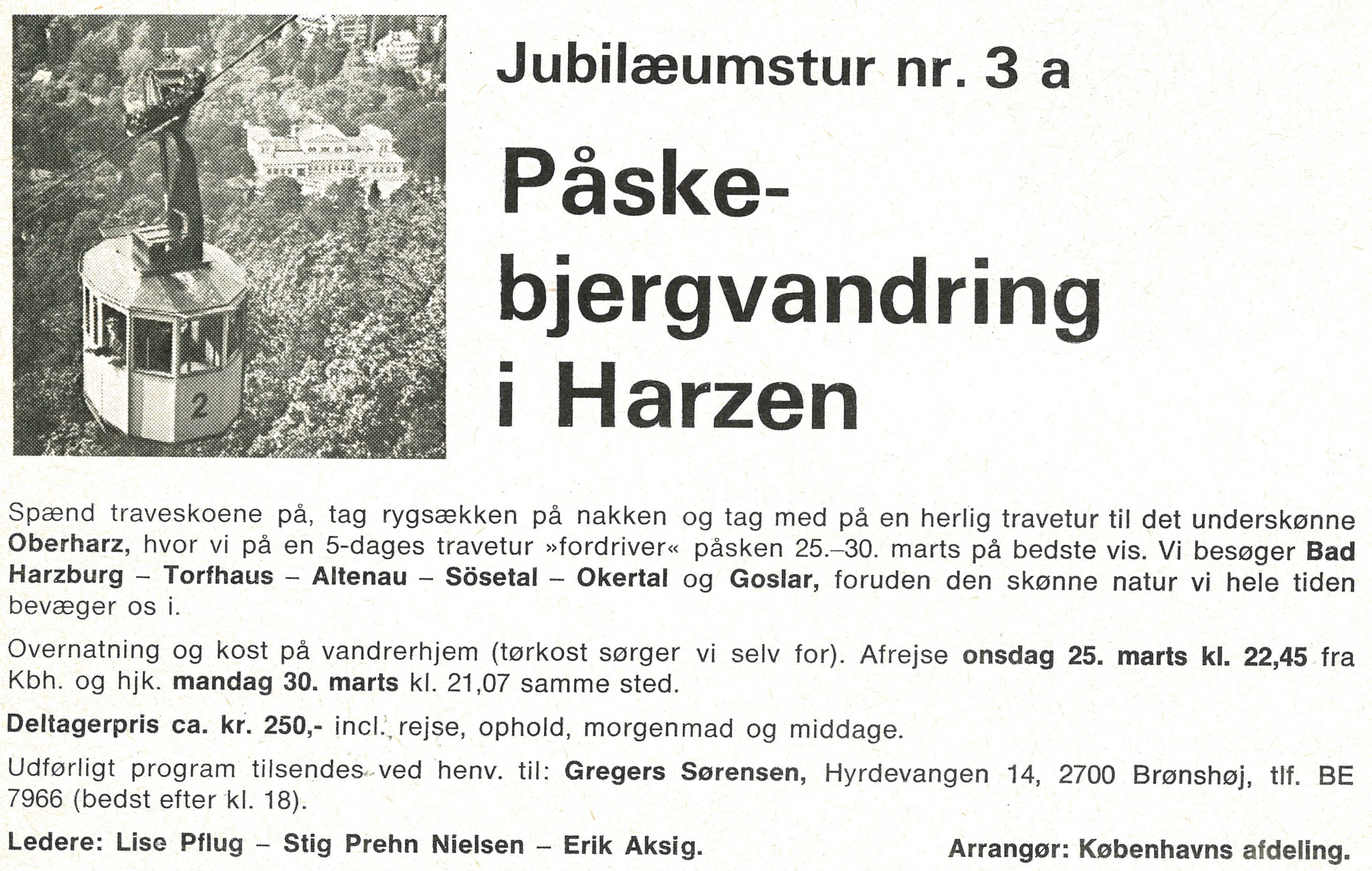Påsketur til Harzen-annonce fra vores medlemsblad Fritidsliv 1970.